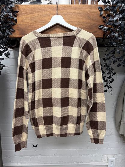 SS2004 Maison Martin Margiela Geometric Patterned Wool Knit V-Neck Sweater