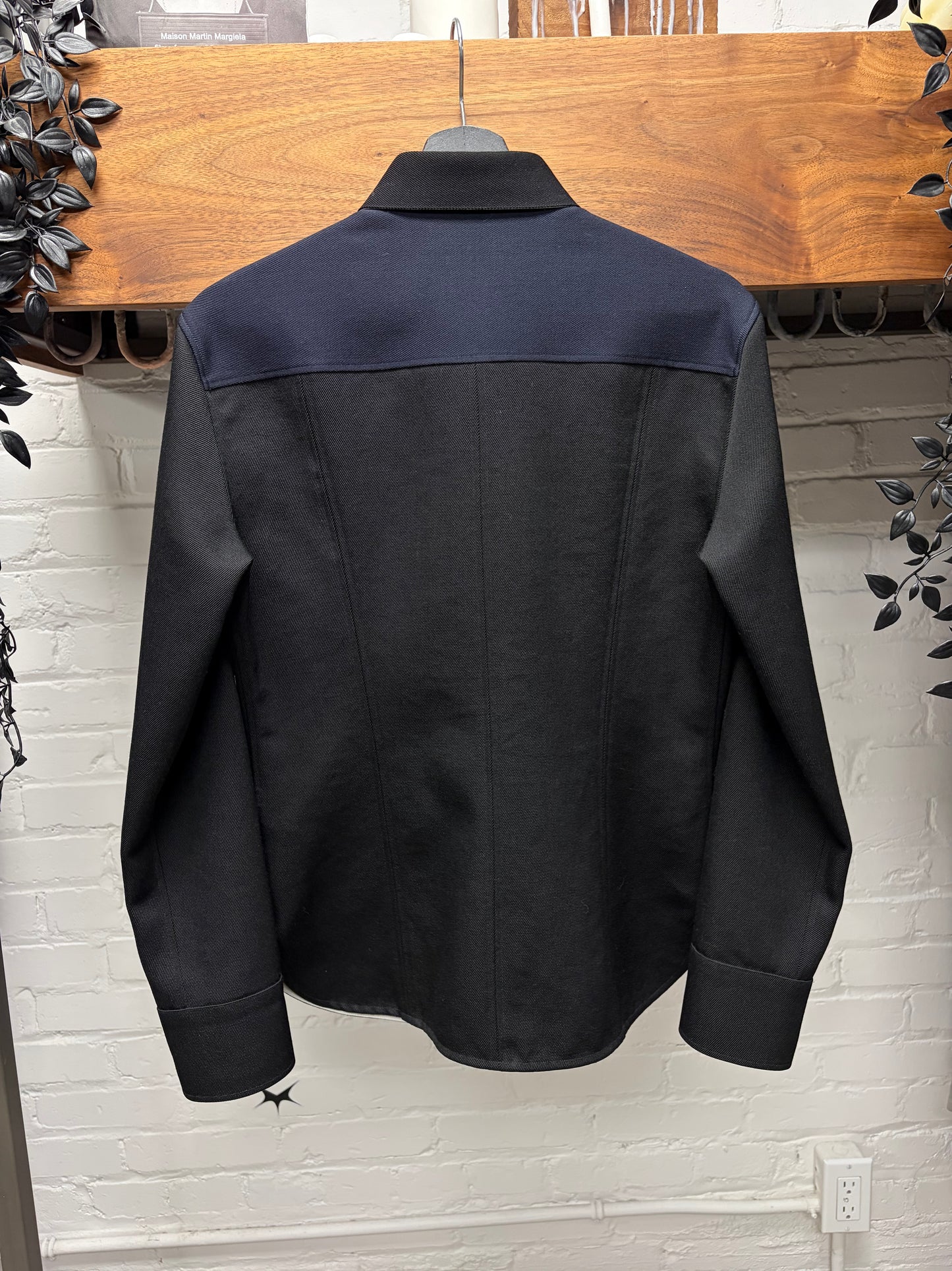CK205W39Nyc Calvin Klein By Raf Simons Western Black/Navy Two Tone Button Up Shirt
