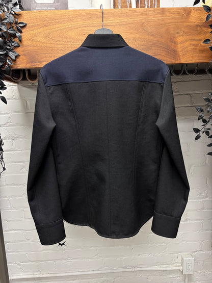 CK205W39Nyc Calvin Klein By Raf Simons Western Black/Navy Two Tone Button Up Shirt