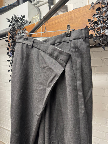 Acne Studios ‘Poffee’ Asymmetric Waistband Wide Leg Brown Trousers