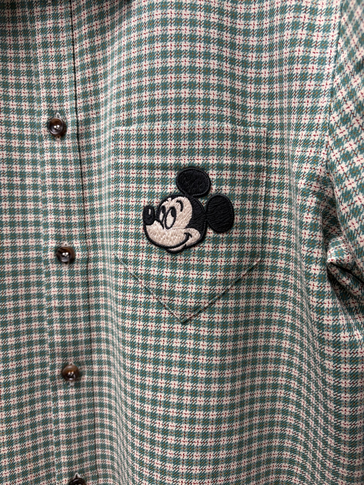 Gucci x Disney ‘Mickey Mouse’ Green Gingham Plaid Short Sleeve Shirt