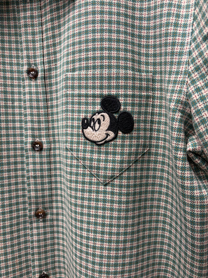 Gucci x Disney ‘Mickey Mouse’ Green Gingham Plaid Short Sleeve Shirt