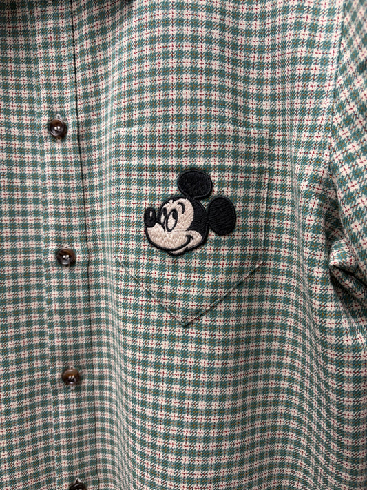 Gucci x Disney ‘Mickey Mouse’ Green Gingham Plaid Short Sleeve Shirt