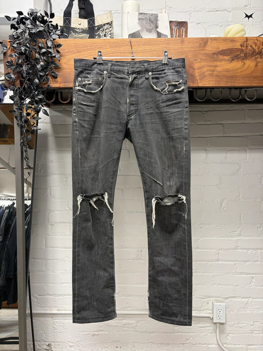 Dior Homme Distressed Black Knee Blowout Skinny Jeans