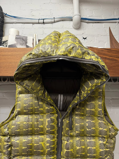 AW2023 Rick Owens ‘Luxor’ Genuine Acid Boiga Snake ‘Gimp’ Zip Puffer Vest