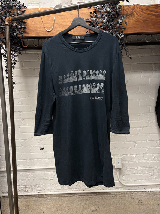 AW2010 Raf Simons ‘New Tribes’ 3/4 Length Black Long Sleeve Shirt