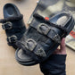 14th Addiction Sheepskin Lined Western Buckle Platform Slides