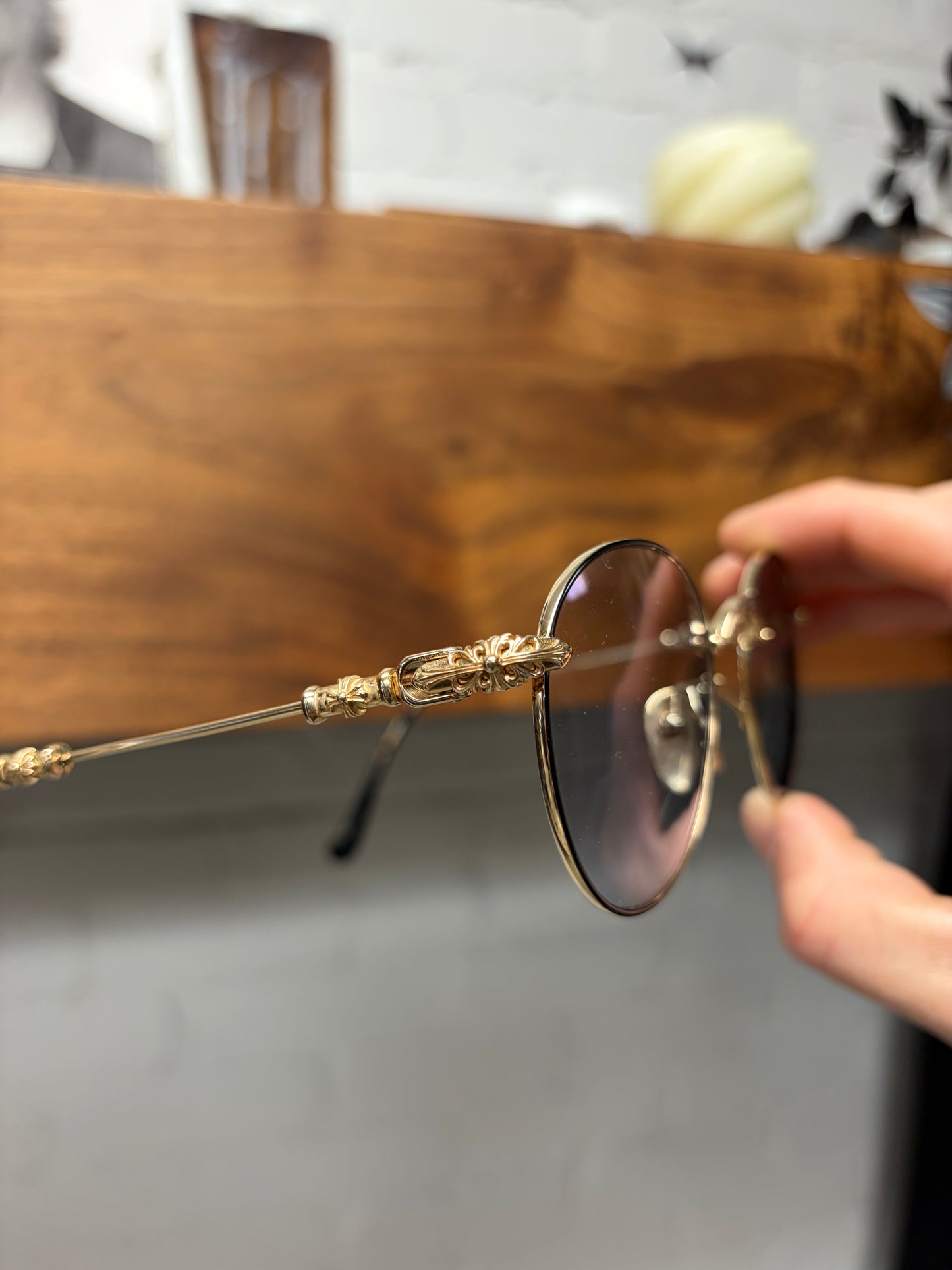 Chrome Hearts ‘Bubba’ 18K Gold Clear/Blue Tint Glasses