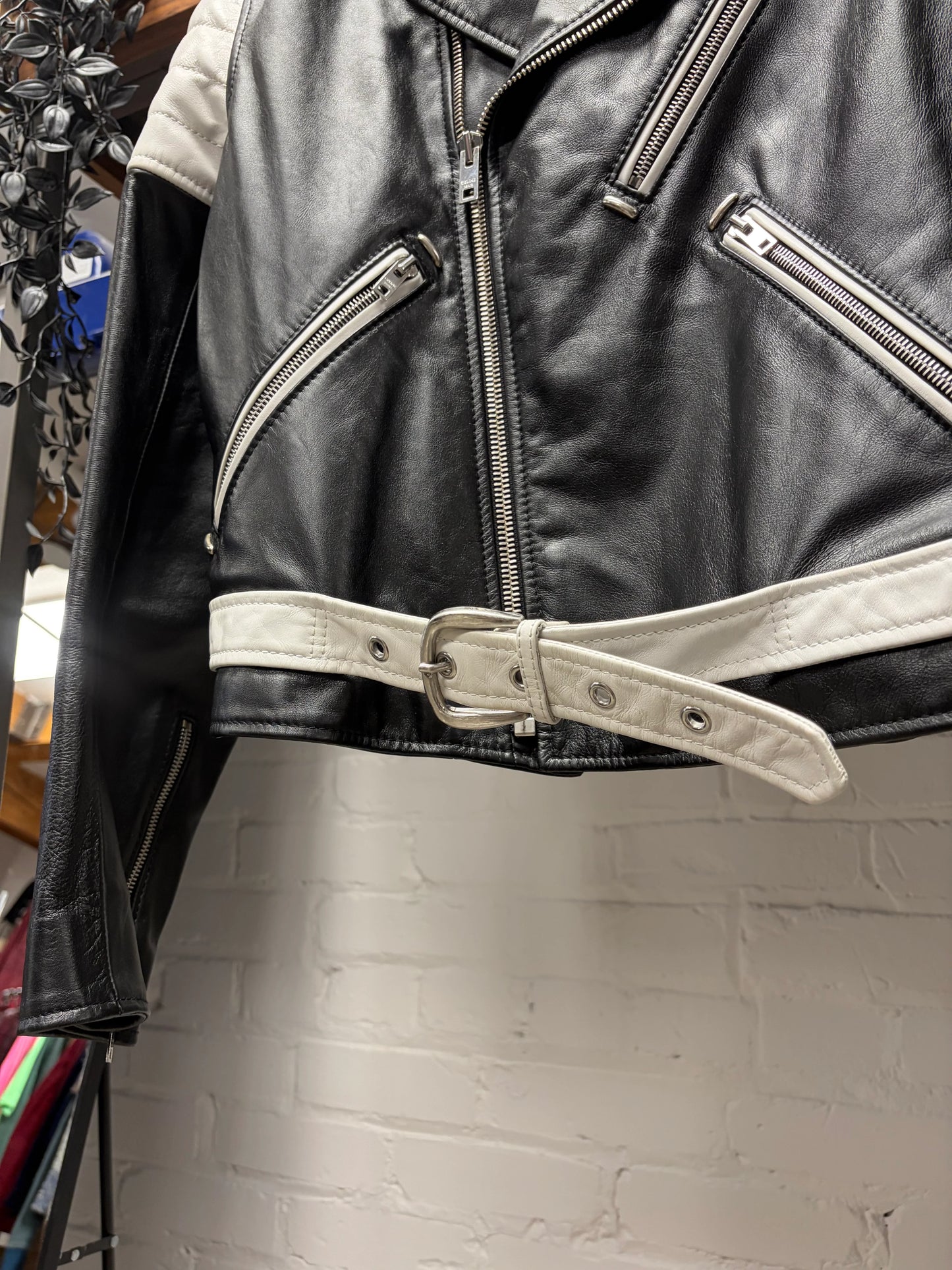 SS2019 Celine by Hedi Slimane Runway Look 13 Padded Calfskin Leather Biker Jacket