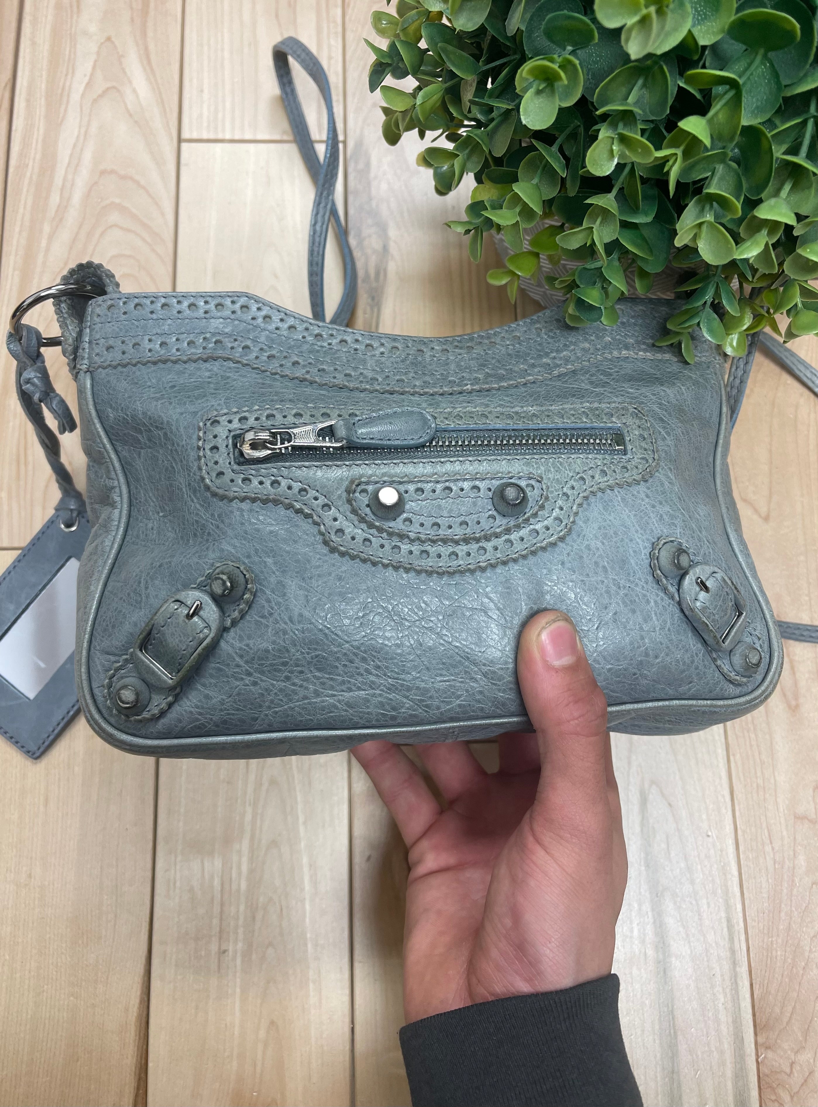 Balenciaga Mini Grey Calfskin Leather City Bag