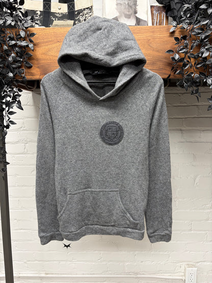 AW2000 Raf Simons ‘Confusion’ Collegiate Patch Grey Wool Sweater