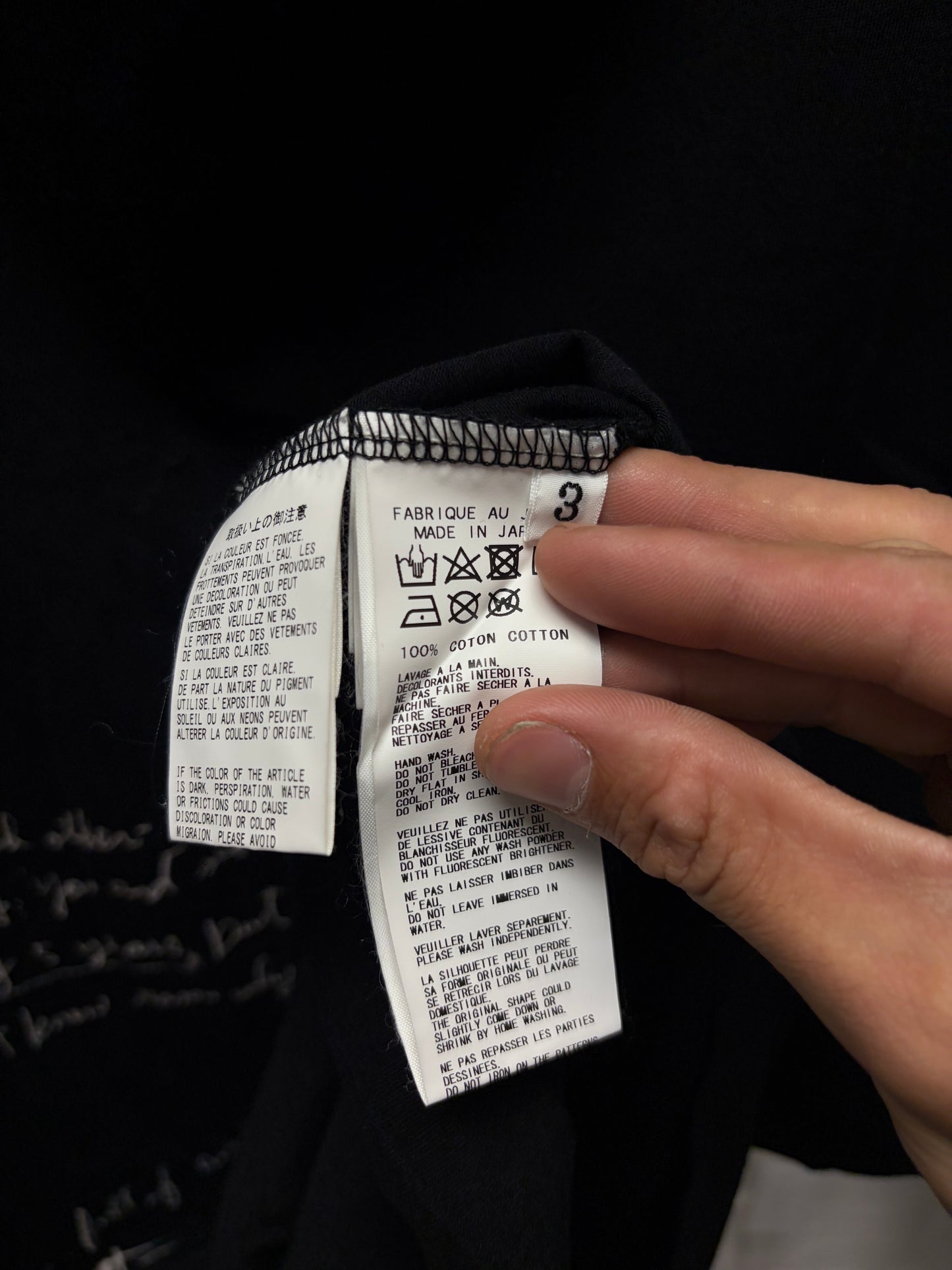 SS2019 Yohji Yamamoto Pour Homme ‘Handwritten Lyrics’ Black Cotton T-Shirt