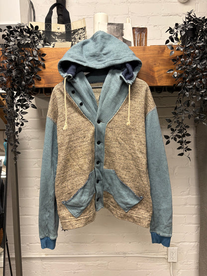 Kapital Indigo Blue Two Tone Button Closure Hoodie