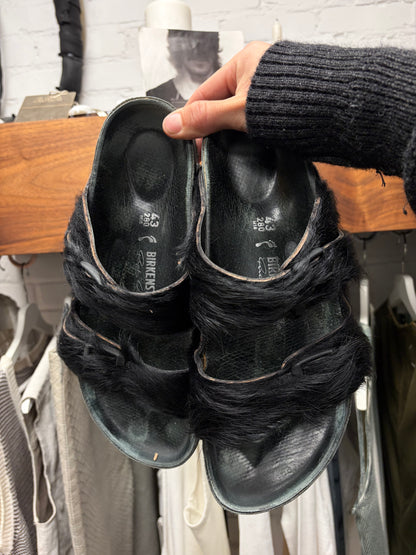 2021 Rick Owens x Birkenstocks Black Pony-Hair ‘Arizona’ Sandals