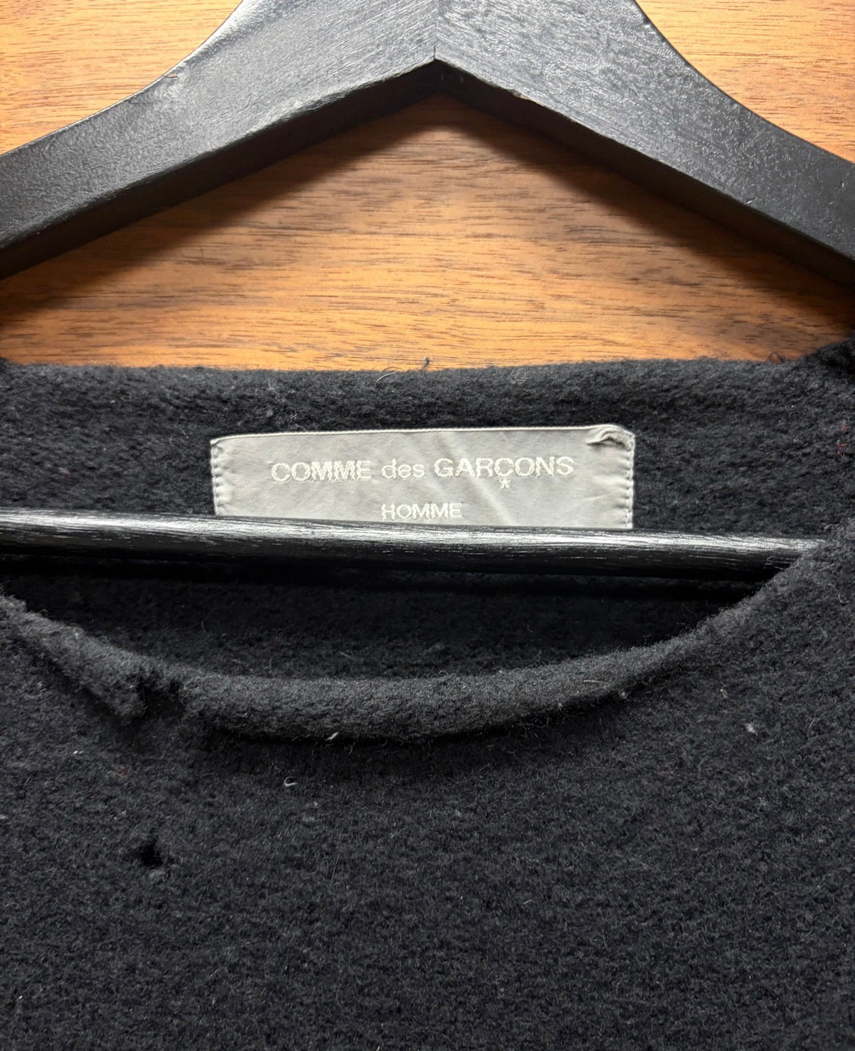 AW1999 Comme Des Garçons Homme ‘Red Hem’ Black Wool Knit Sweater