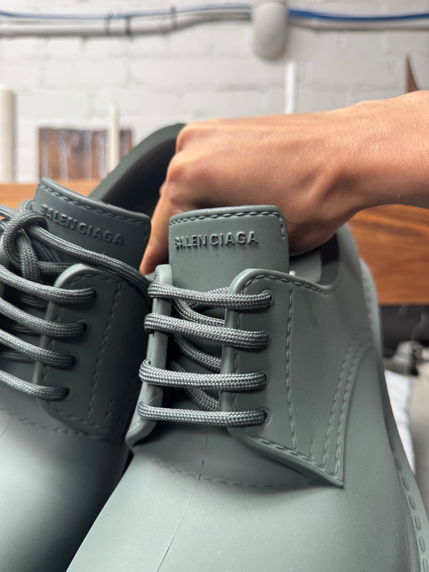 Balenciaga ‘Steriod’ Military Green Oversized Derbys