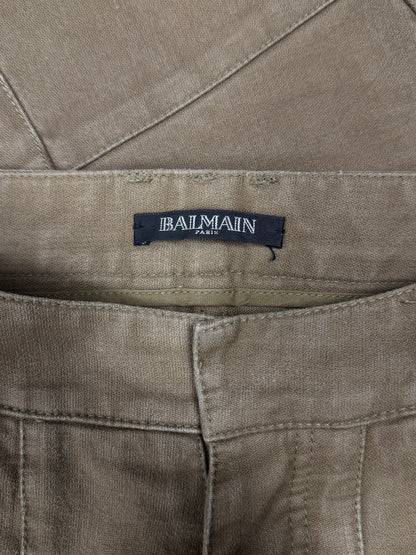 Balmain Brown Zip Cargo Pocket Denim