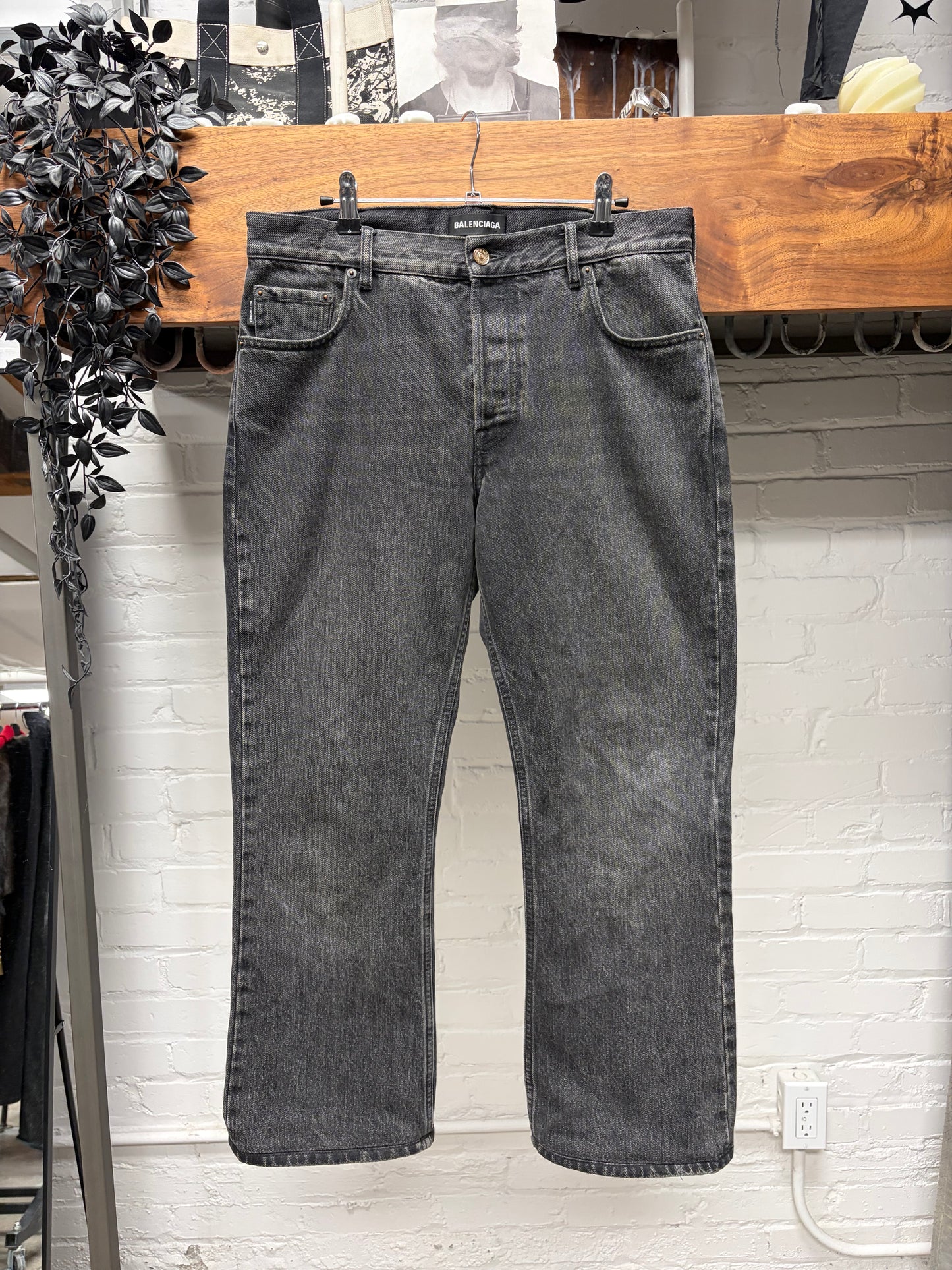 2018 Balenciaga ‘Washed Black’ Flared Leg Denim