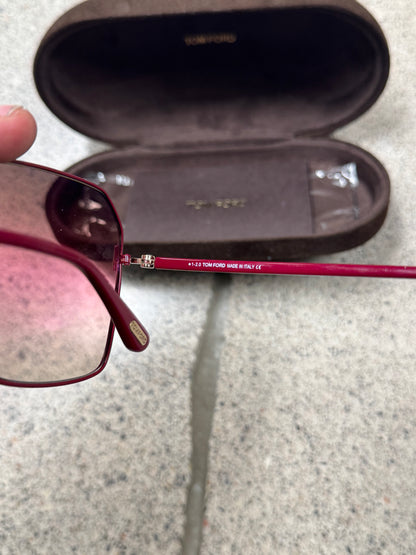 Tom Ford ‘Claudia-02’ Bordeaux Red Tinted Sunglasses