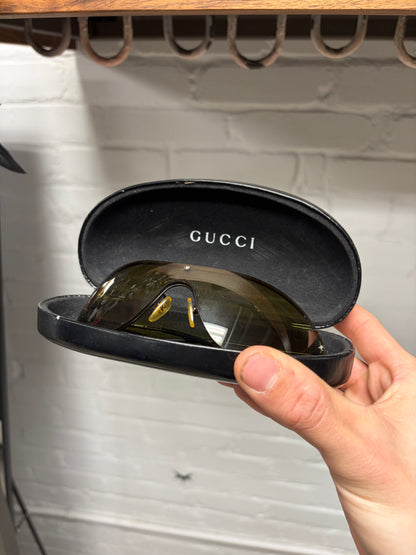 2000s Gucci Rimless Green Tinted Silver Frame Sunglasses