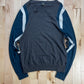 Roberto Cavalli Navy Blue/White V-Neck Colorblocked Sweater