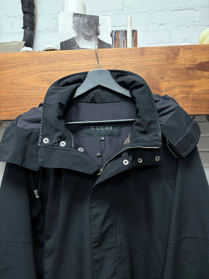 2000s Gucci Waterproof Hooded Black Shell Jacket