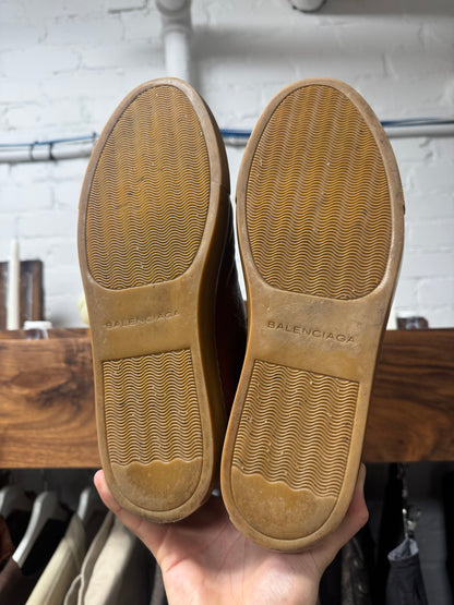 Balenciaga ‘Arena’ Oxblood Red/Gum Sole Leather High Top Sneakers