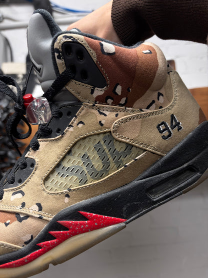 Supreme x Jordan 5 ‘Desert Camo’ Leather High Top Sneakers