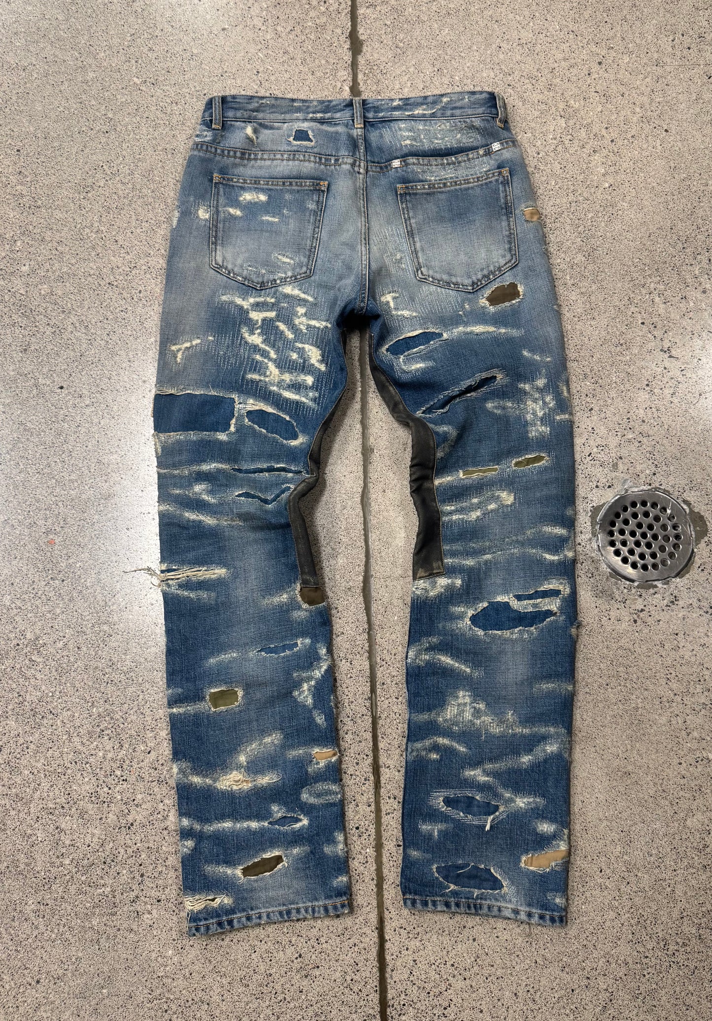 Givenchy Boro Repaired Distressed Moleskin Patched Blue Denim