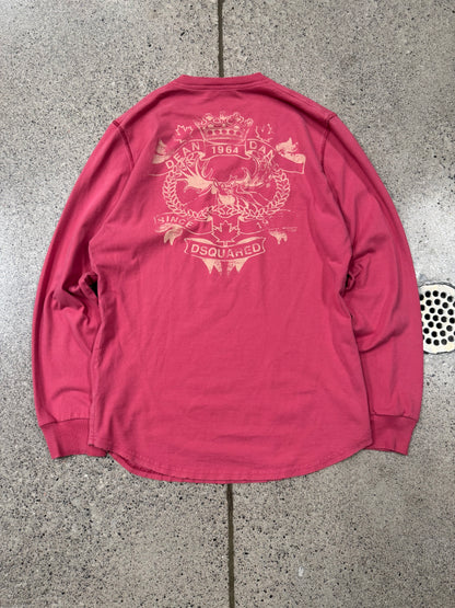 Dsquared2 Pink V-Neck Long Sleeve Shirt