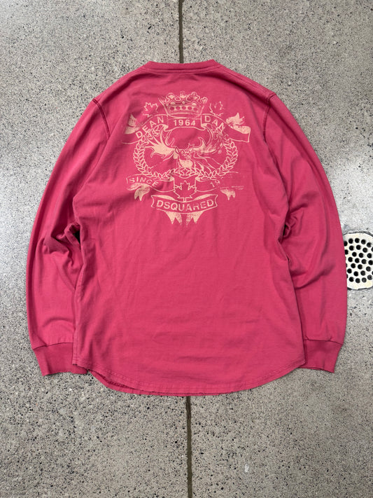 Dsquared2 Pink V-Neck Long Sleeve Shirt