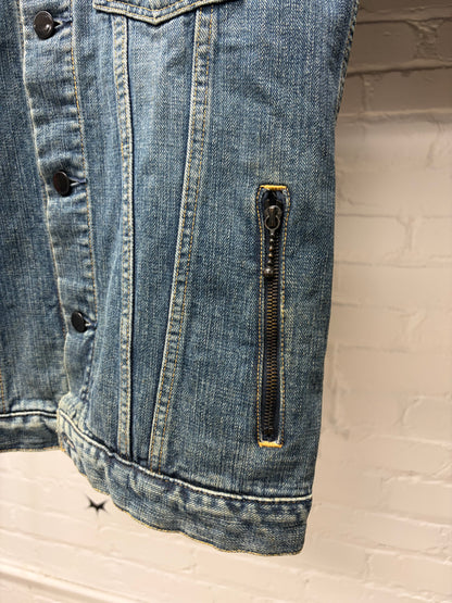 Number (N)ine ‘Pain Patch’ Blue Denim Trucker Vest