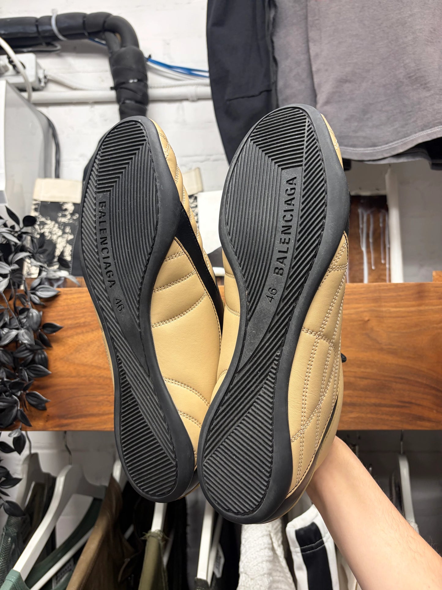 Balenciaga ‘Zen’ Taupe/Black Soccer Low Top Sneakers