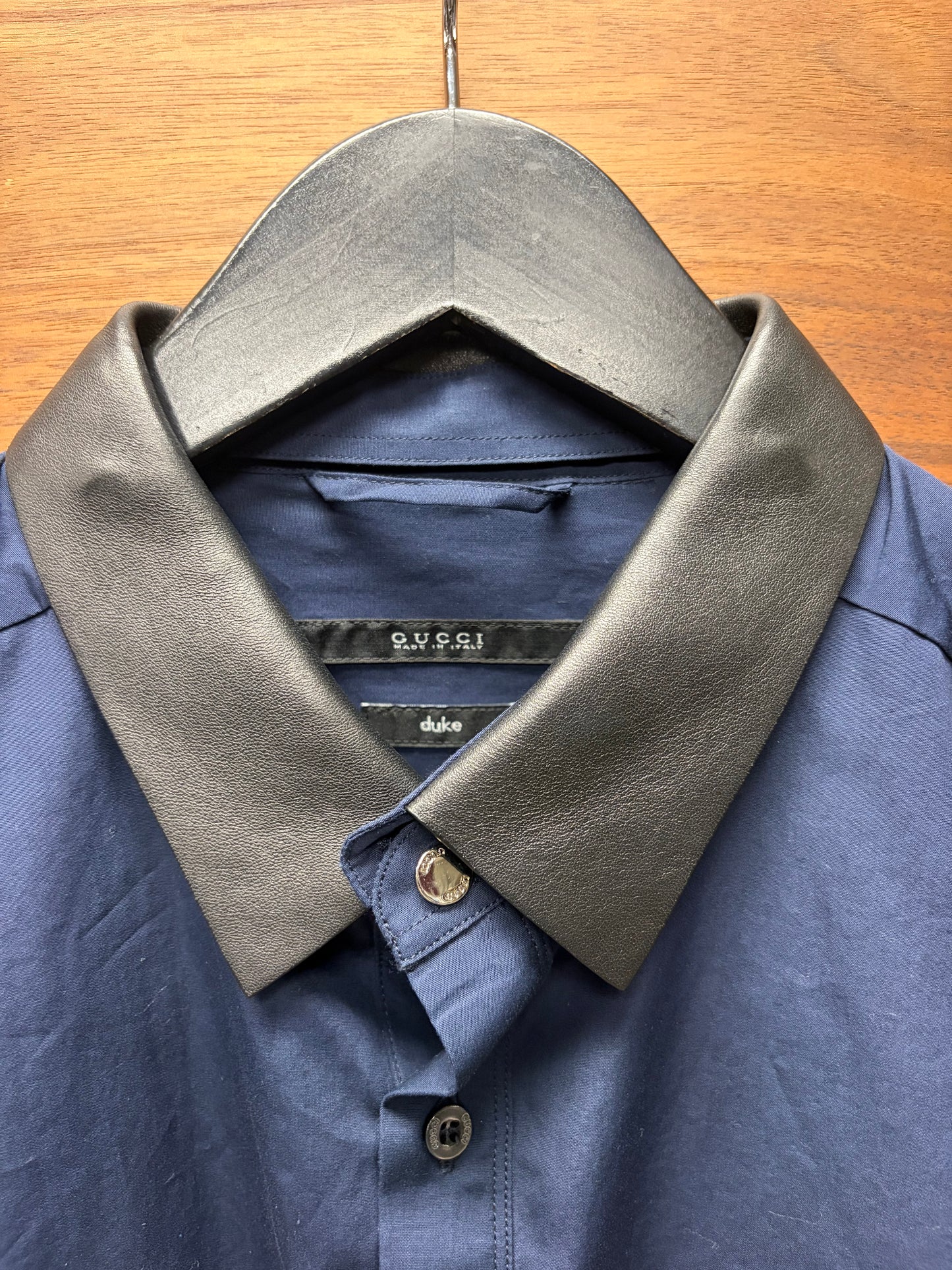 Gucci ‘Duke’ Detachable Leather Collar Military Inspired Button Up-Shirt