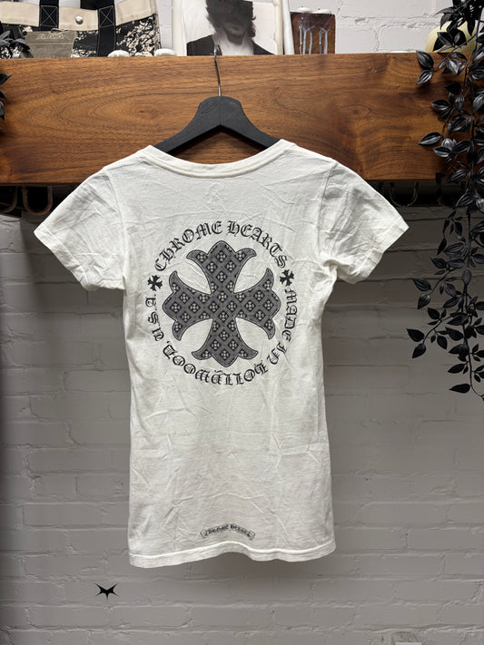 Chrome Hearts ‘CH Plus Cross’ Hollywood Store Exclusive Scoop Neck White T-Shirt
