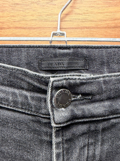 2015 Prada Washed Black Stacked Length Skinny Jeans