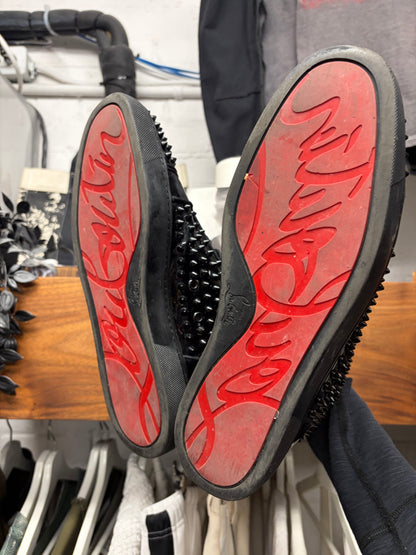 Christian Louboutin ‘Louis Spikes’ Black Patent Leather Red Bottom Sneakers