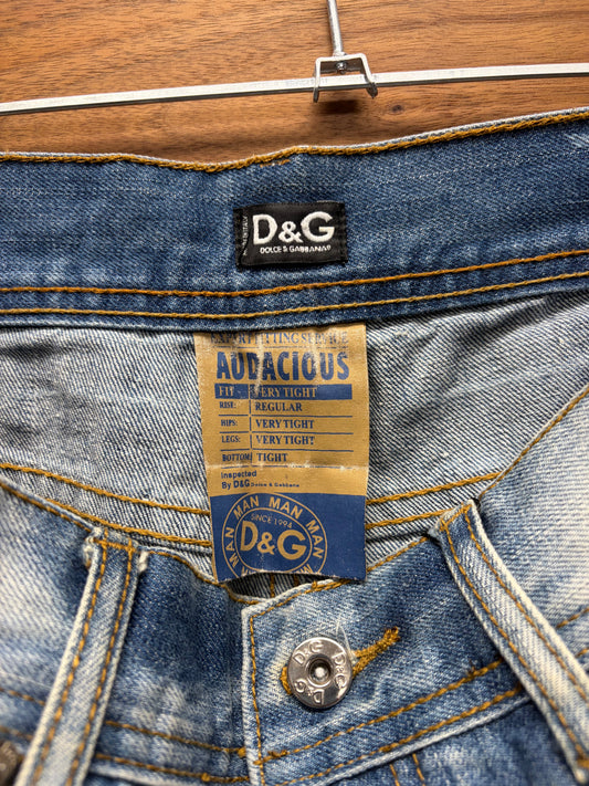 Dolce & Gabbana Dirt Washed Blue Denim Shorts
