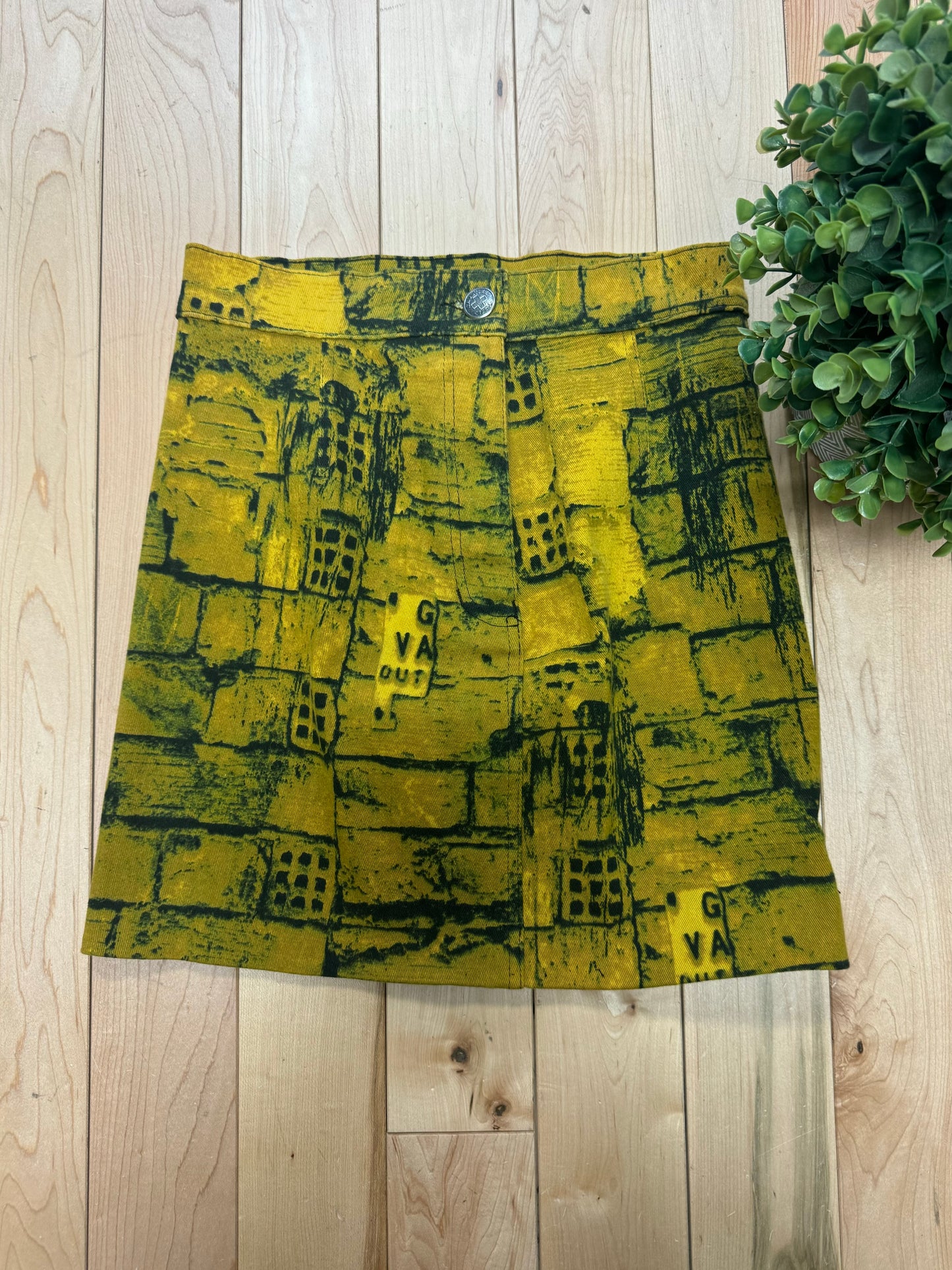 AW1997 Jean Paul Gaultier ‘Fight Racism’ Yellow Brick Denim Mini Skirt