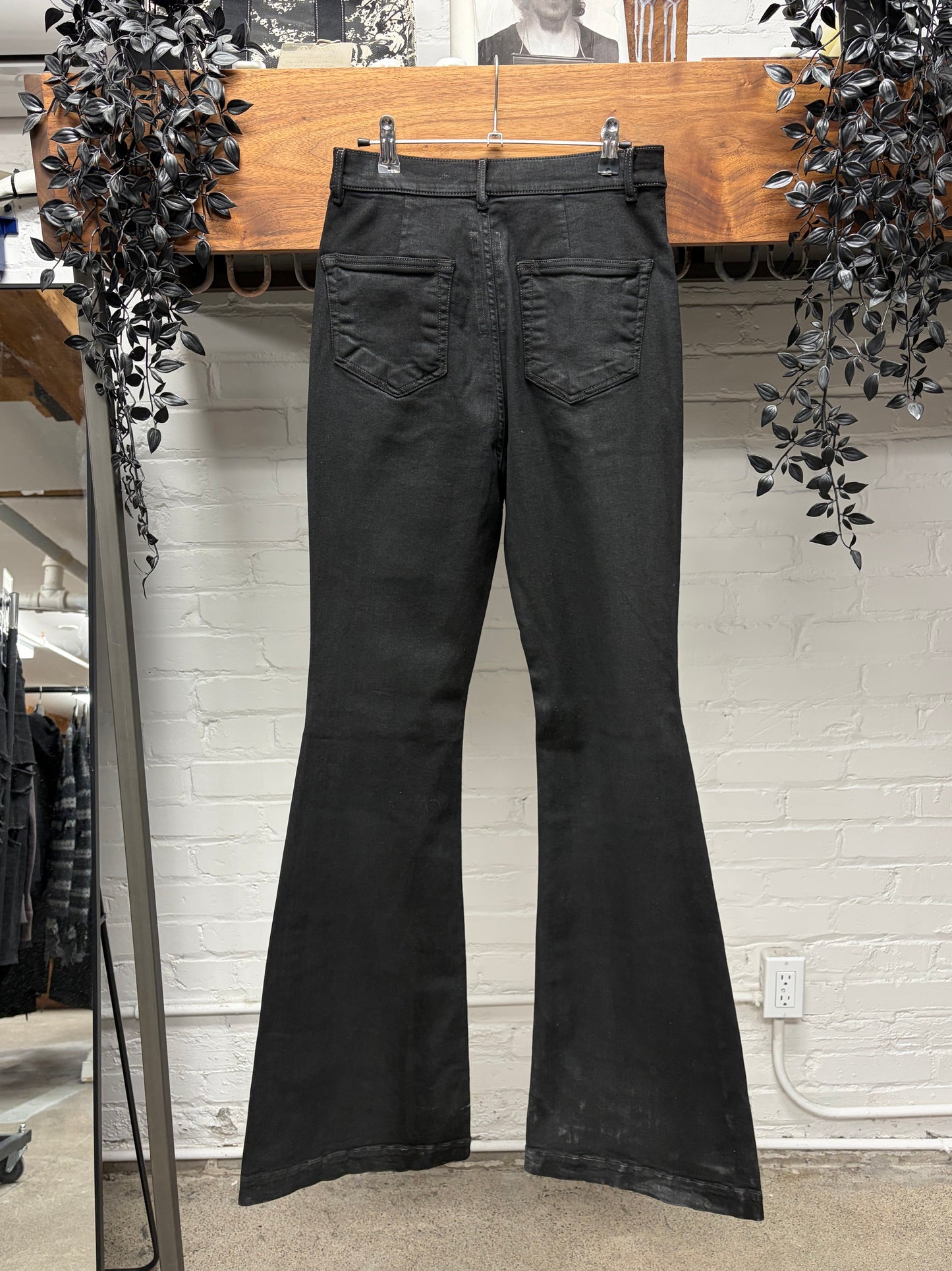 SS2024 Rick Owens ‘Lido’ Black ‘Bolans’ Flared Leg Denim