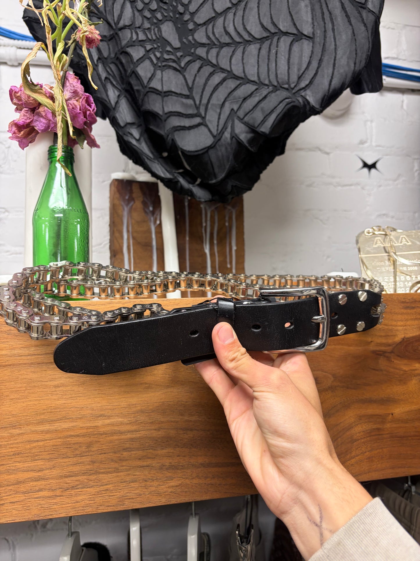 SS2010 Balmain by Christophe Decarnin’s ‘Bike Chain’ Black Leather Belt