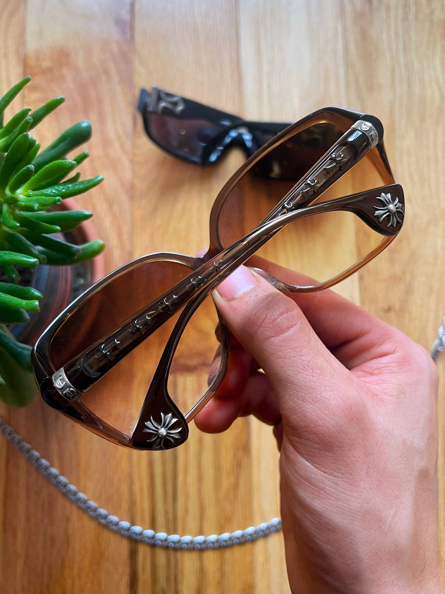 Chrome Hearts ‘Culo’ 10 Cross 925 Silver Brown Gradient Tint Sunglasses.