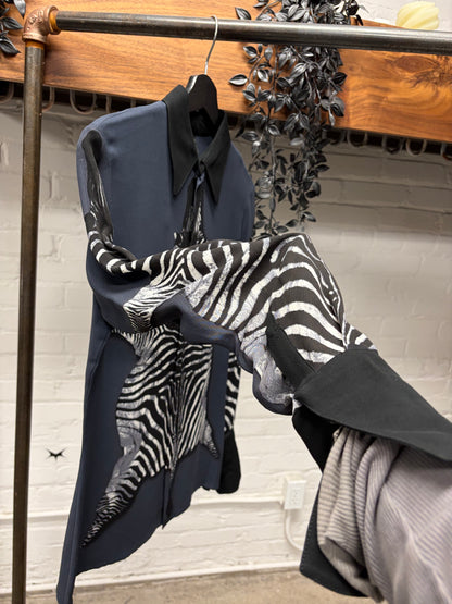 AW1998 Jean Paul Gaultier ‘Zebra Hide’ Button Snap Collared Evening Shirt