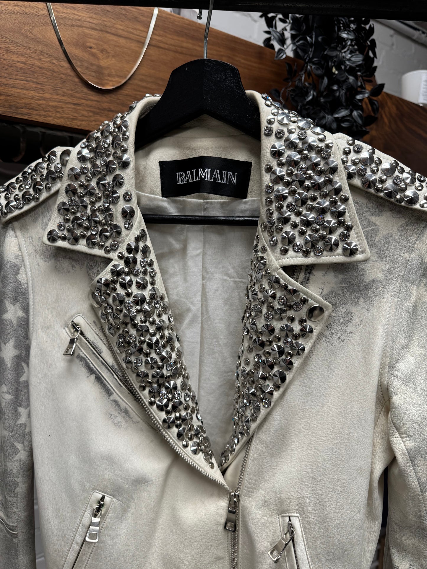 SS2011 Balmain by Christophe Decarnin ‘Safety Pin’ American Flag Leather Biker Jacket