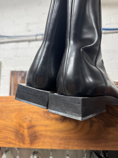 SS2019 Balenciaga ‘BB Rim’ Square Toe Shape Black Patent Leather Boots