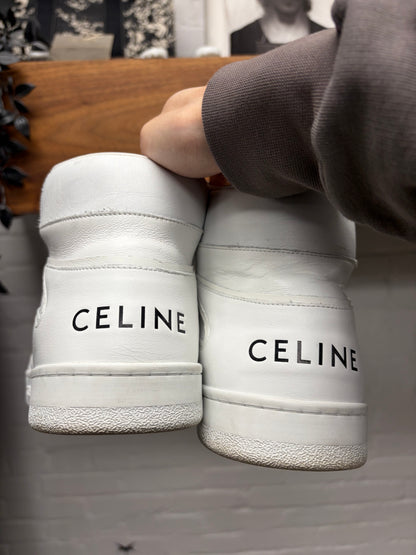 Celine ‘CT-01 Z Trainer’ Optic White Calfskin High Top Leather Sneakers