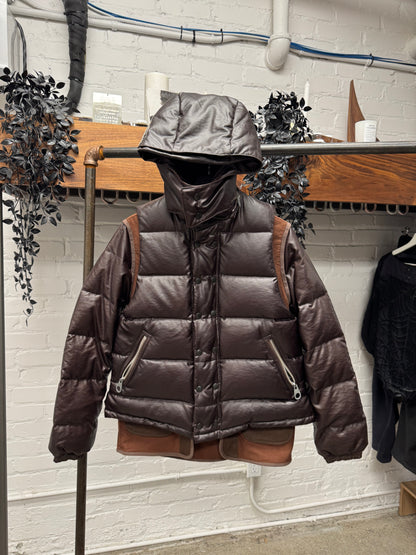 2000s Mihara Yasuhiro Leather Down Filled 2 Piece Puffer Jacket