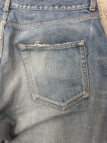 Saint Laurent ‘D02’ Distressed Blue Skinny Jeans