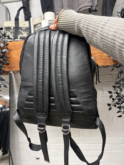 Balmain Pony-Hair/Black Lambskin Leather Backpack