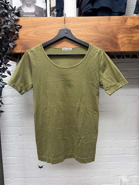 Issey Miyake Green Cotton Short Sleeve T-Shirt